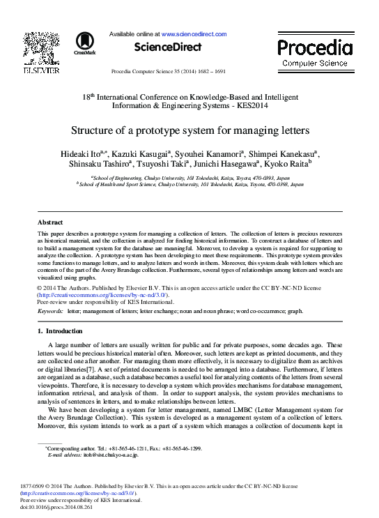 (PDF) Structure of a Prototype System for Managing Letters