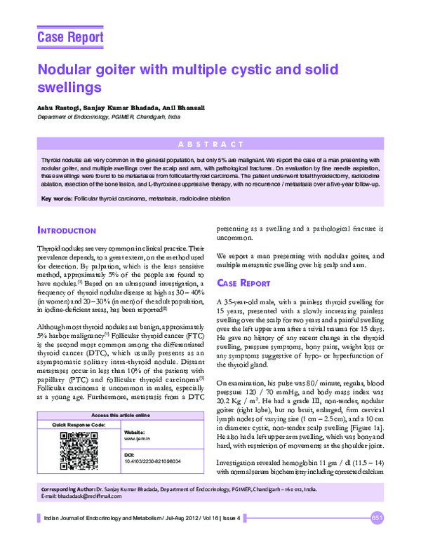 (PDF) Nodular goiter with multiple cystic and solid swellings