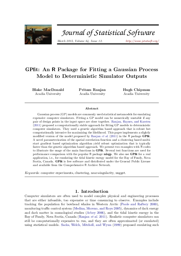 (PDF) GPfit : An R Package for Fitting a Gaussian Process Model to ...