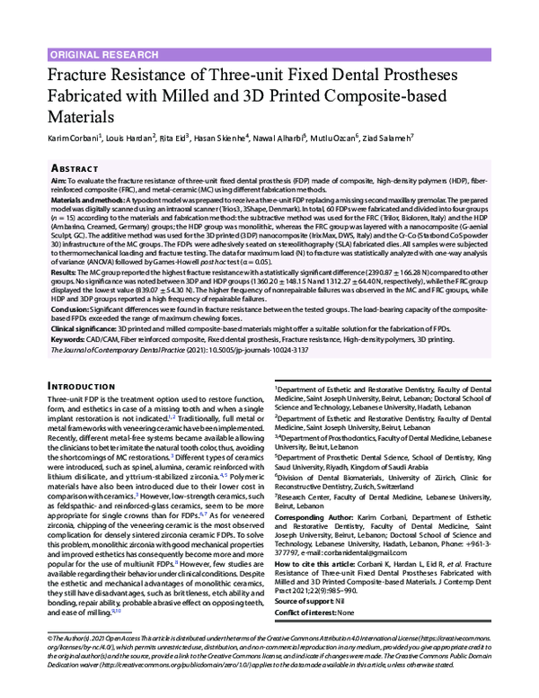 (PDF) Fracture Resistance of Three-unit Fixed Dental Prostheses ...