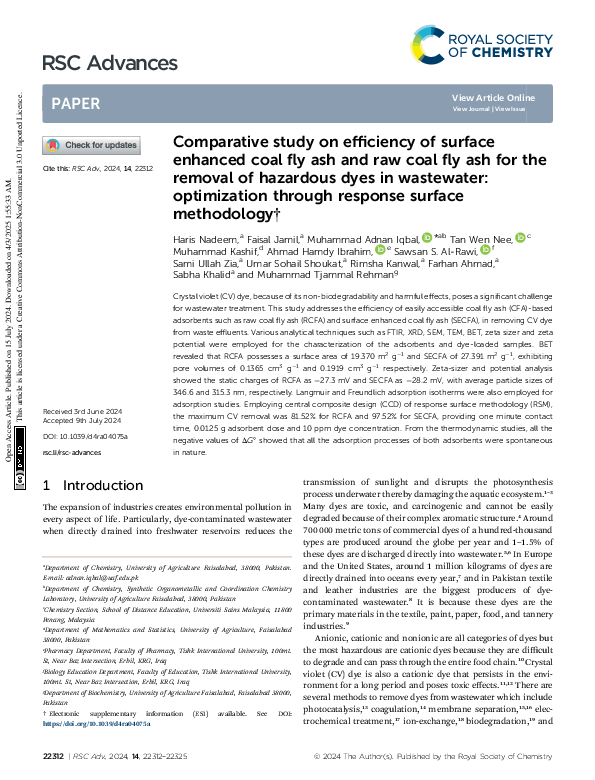 (PDF) Comparative study on efficiency of surface enhanced coal fly ash ...