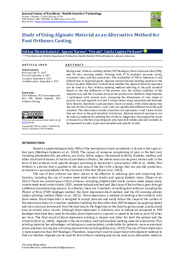 (PDF) Study of Using Alginate Material as an Alternative Method for ...
