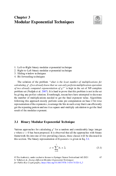 (PDF) Modular Exponential Techniques