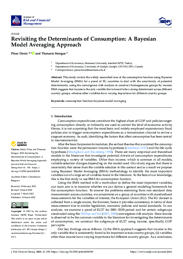 (PDF) Revisiting the Determinants of Consumption: A Bayesian Model ...