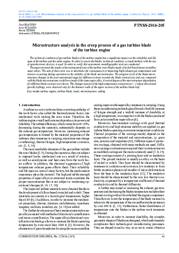 (PDF) Microstructure analysis in the creep process of a gas turbine ...