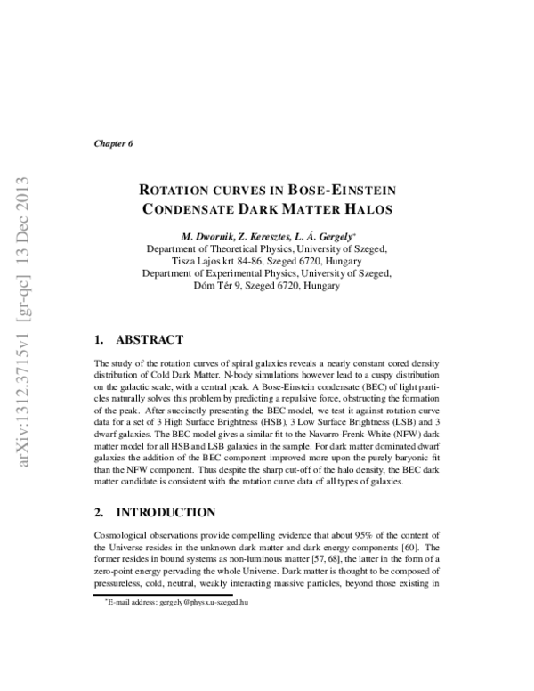 (PDF) Chapter 6 ROTATION CURVES IN BOSE-EINSTEIN