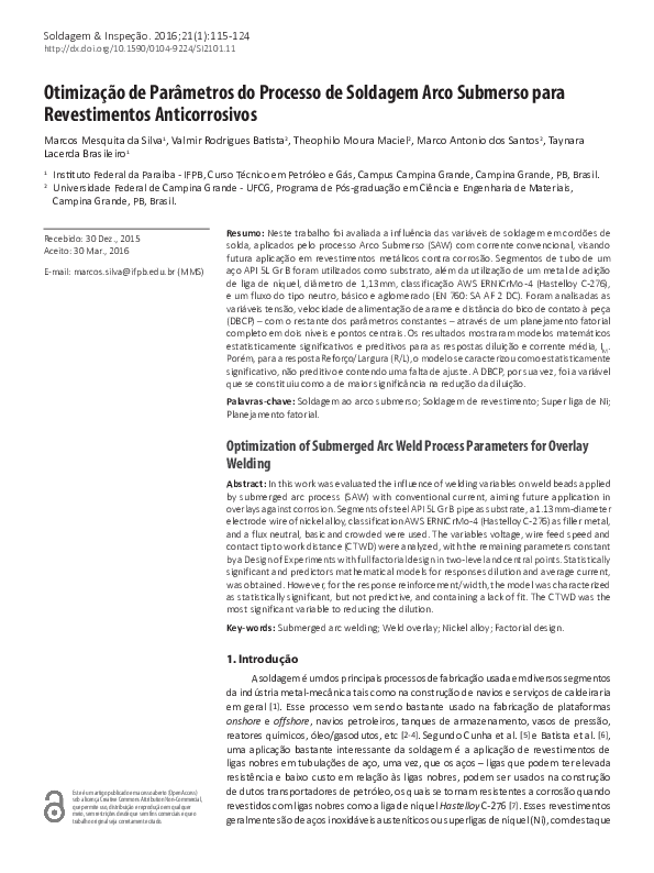 (PDF) Optimization of submerged arc welding process parameters for ...