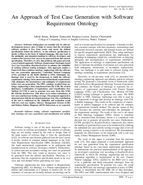 (PDF) An Approach of Test Case Generation with Software Requirement ...