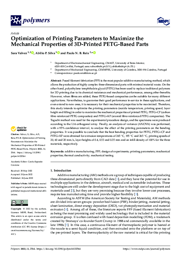 (PDF) Optimization of Printing Parameters to Maximize the Mechanical ...