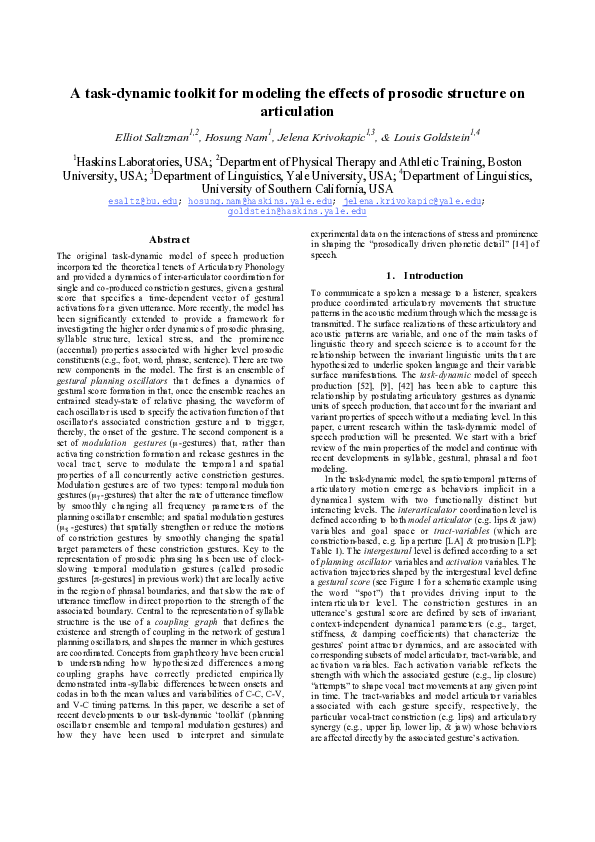 (PDF) A task-dynamic toolkit for modeling the effects of prosodic ...