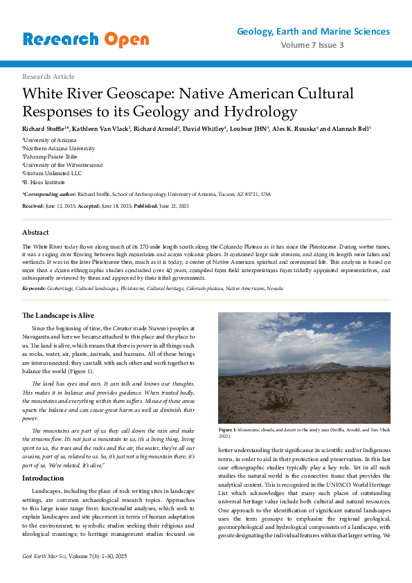(PDF) White River Geoscape: Native American Cultural Responses to its ...