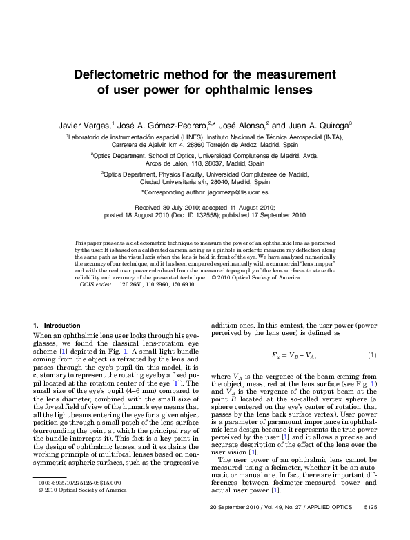 (PDF) Deflectometric method for the measurement of user power for ...
