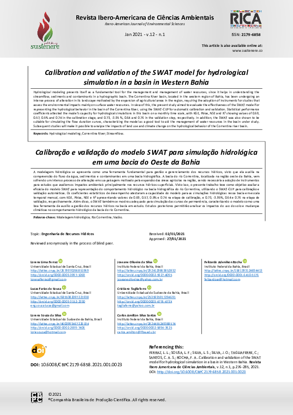 (PDF) Calibration and validation of the SWAT model for hydrological ...