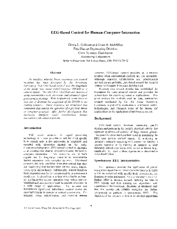 (PDF) EEG-based control for human-computer interaction