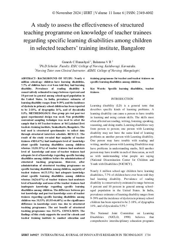 (PDF) A study to assess the effectiveness of structured teaching ...