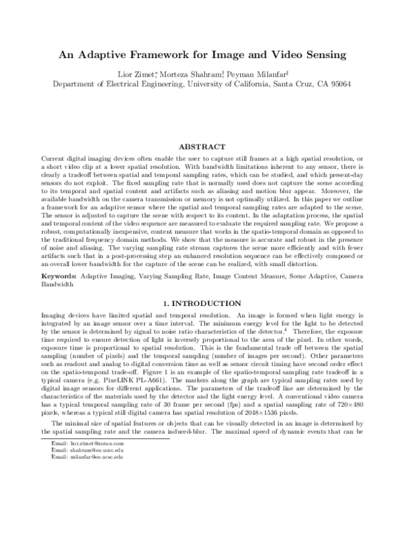 (PDF) An adaptive framework for image and video sensing