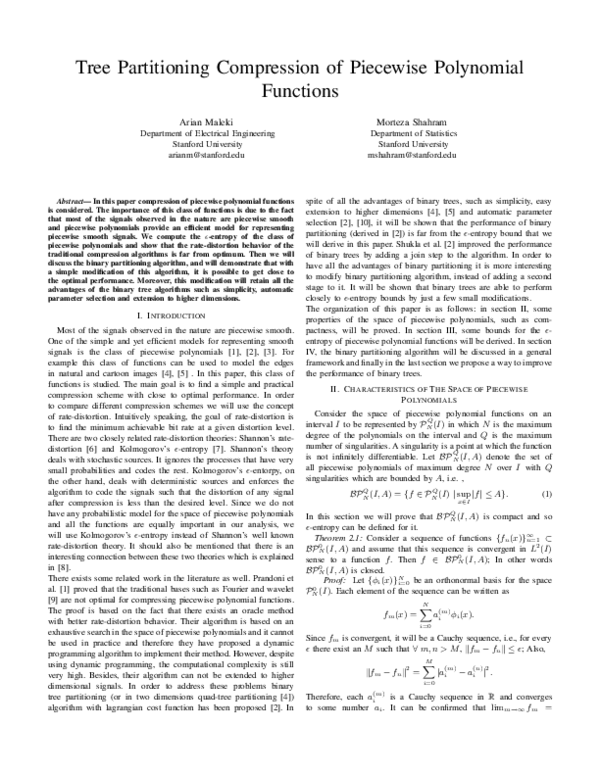 (PDF) Tree Partitioning Compression of Piecewise Polynomial Functions