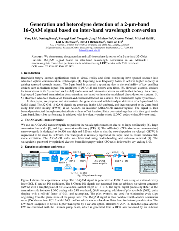 (PDF) Generation and heterodyne detection of a 2-μm-band 16-QAM signal ...