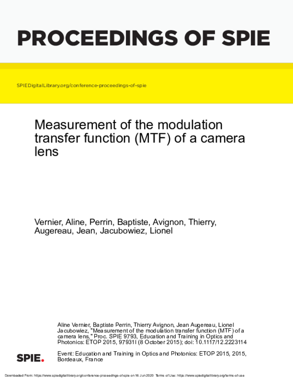 (PDF) Measurement of the modulation transfer function (MTF) of a camera ...