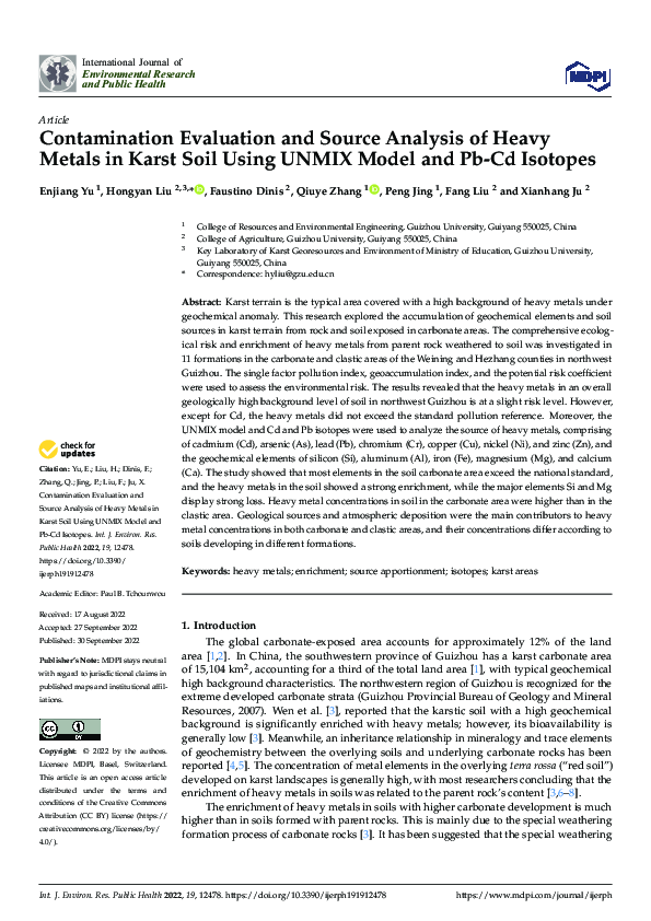(PDF) Contamination Evaluation and Source Analysis of Heavy Metals in ...