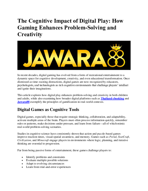 (PDF) The Cognitive Impact of Digital Play
