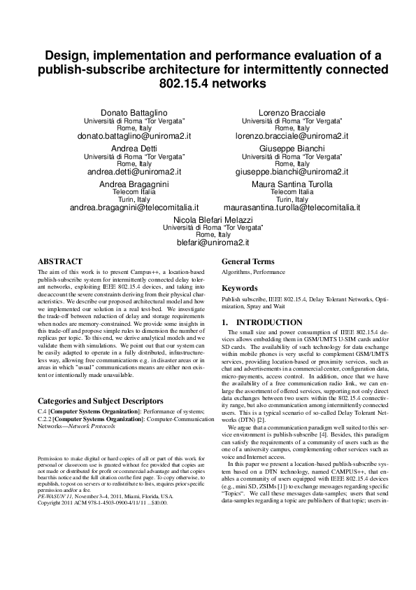 (PDF) Design, implementation and performance evaluation of a publish ...