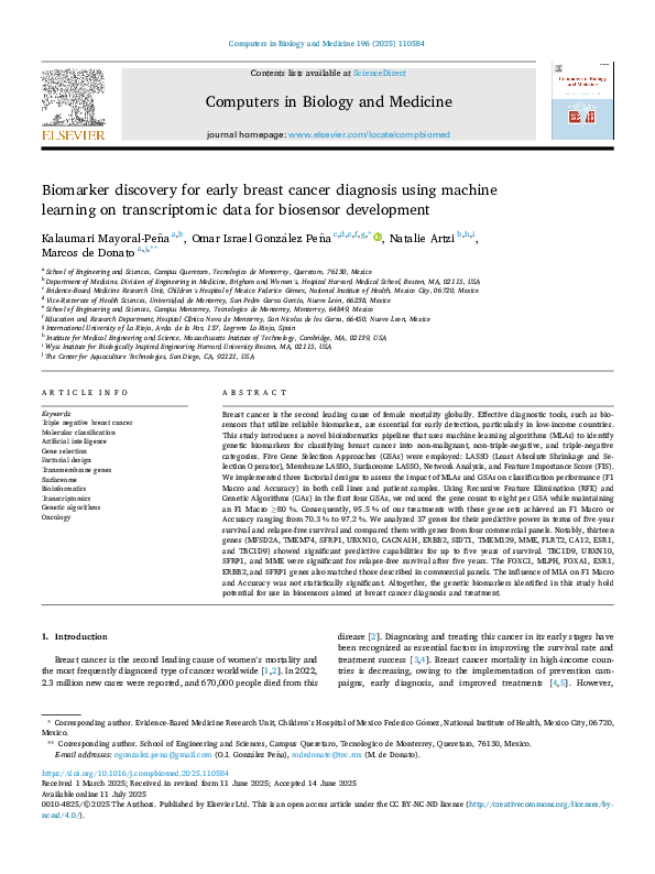(PDF) Biomarker discovery for early breast cancer diagnosis using ...