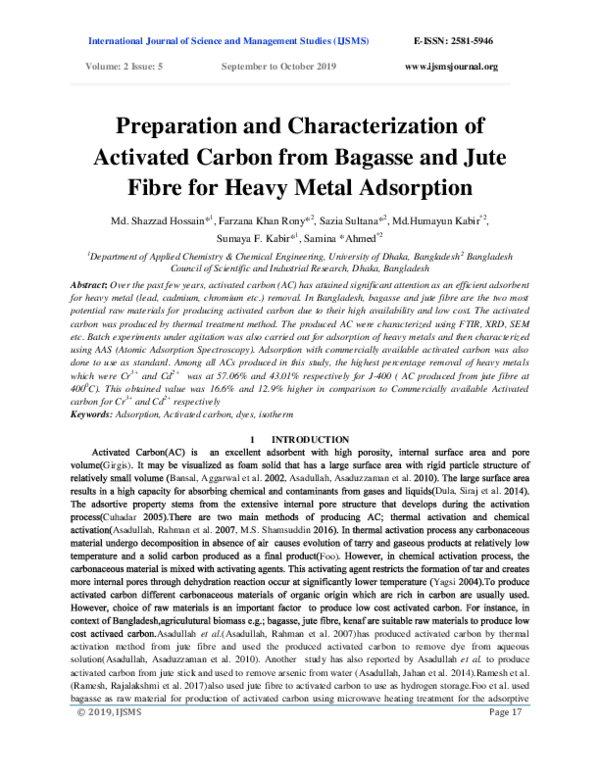 (PDF) Preparation and Characterization of Activated Carbon from Bagasse ...