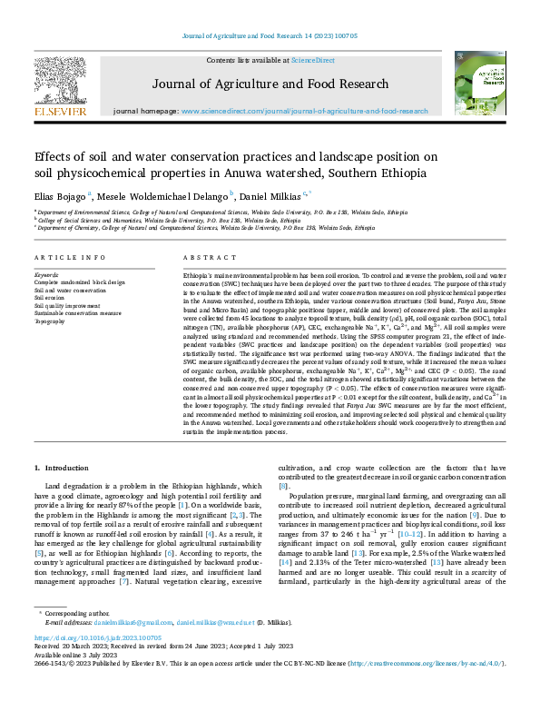 (PDF) Effects of soil and water conservation practices and landscape ...