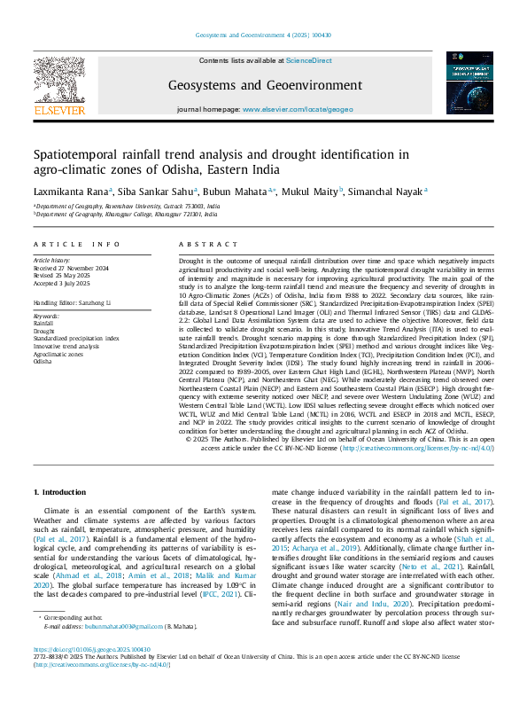(PDF) Spatiotemporal rainfall trend analysis and drought identification ...