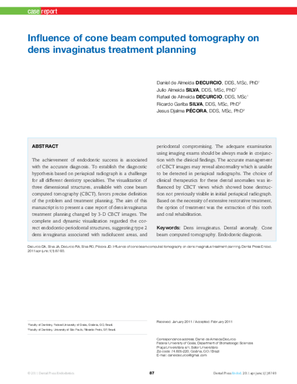 (PDF) Influence of cone beam computed tomography on dens invaginatus ...