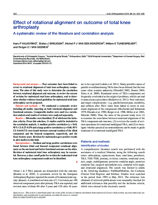(PDF) Effect of rotational alignment on outcome of total knee arthroplasty