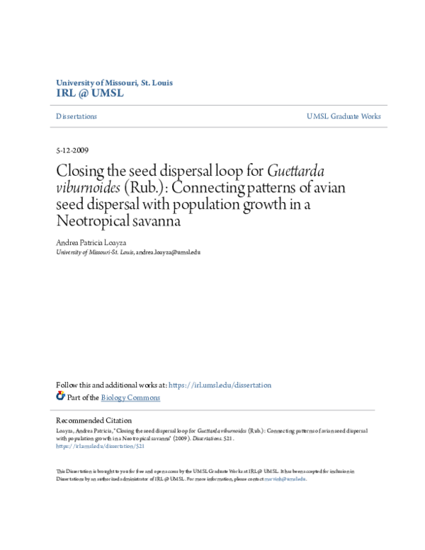 (PDF) Closing the seed dispersal loop for \u3ci\u3eGuettarda ...