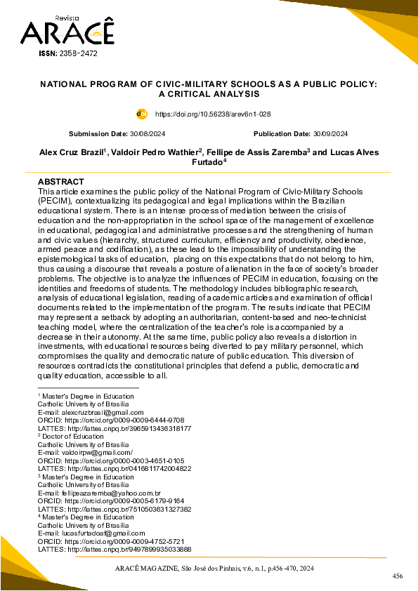 (PDF) NATIONAL PROGRAM OF CIVIC-MILITARY SCHOOLS AS A PUBLIC POLICY: A ...
