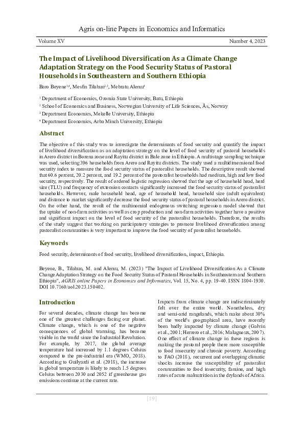 (PDF) The Impact of Livelihood Diversification As a Climate Change ...