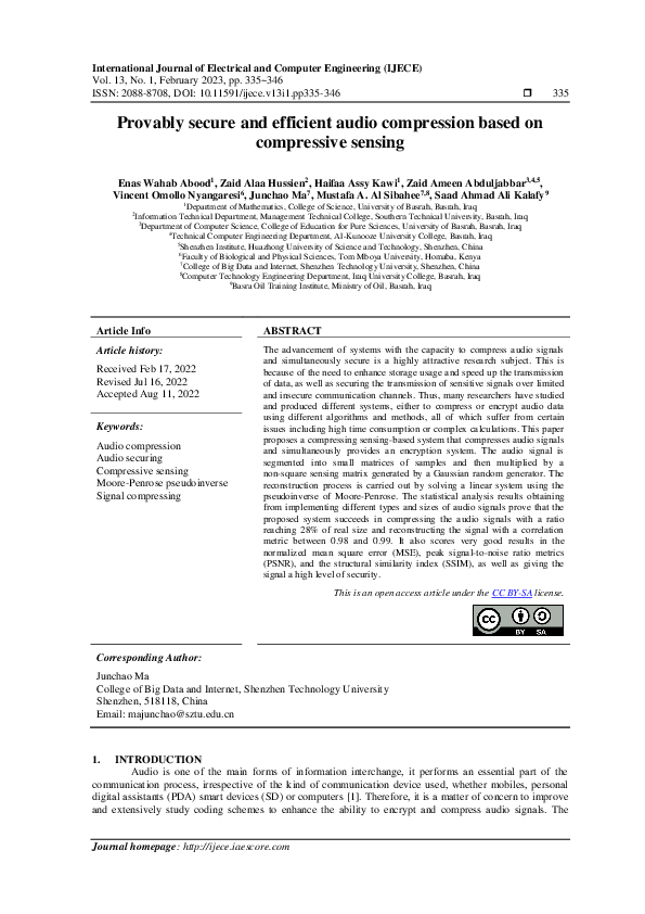 (PDF) Provably secure and efficient audio compression based on ...