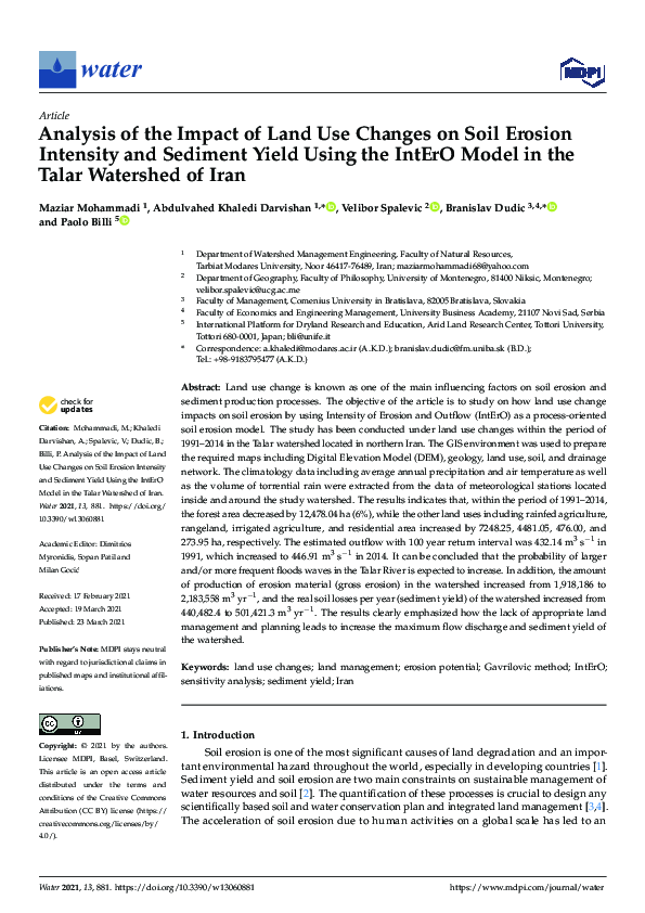 (PDF) Analysis of the Impact of Land Use Changes on Soil Erosion ...