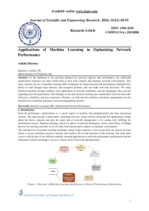 (PDF) Applications of Machine Learning in Optimizing Network Performance