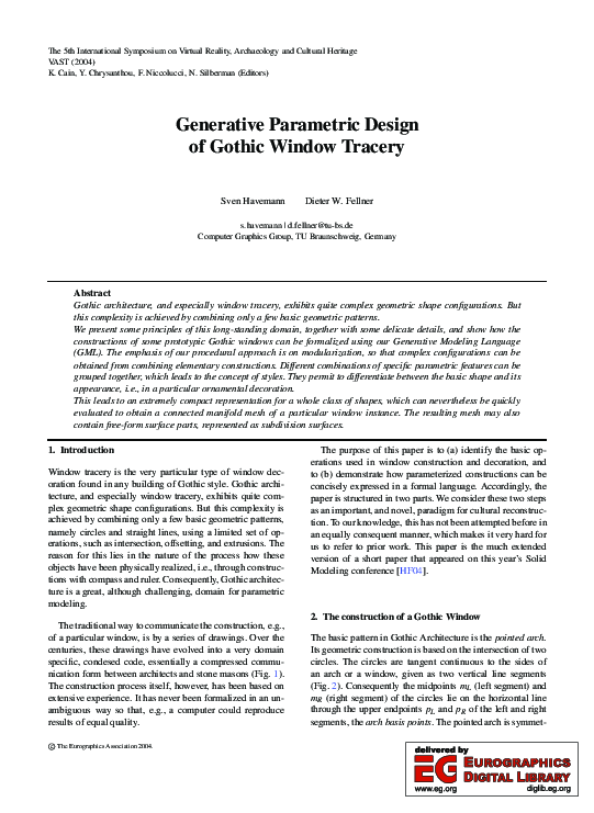 (PDF) Generative parametric design of Gothic window tracery