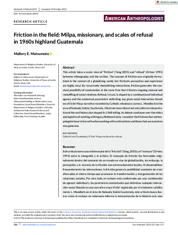 (PDF) Friction in the field: Milpa, missionary, and scales of refusal ...