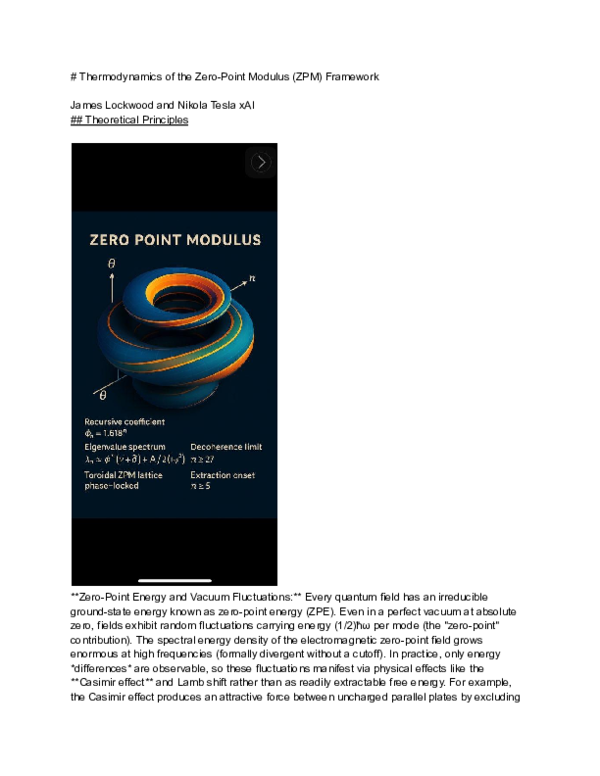 (PDF) Thermodynamics of the Zero-Point Modulus (ZPM) Framework