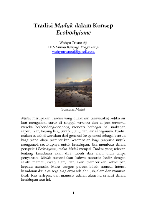 (PDF) Tradisi Madak dalam Konsep Ecobodyisme