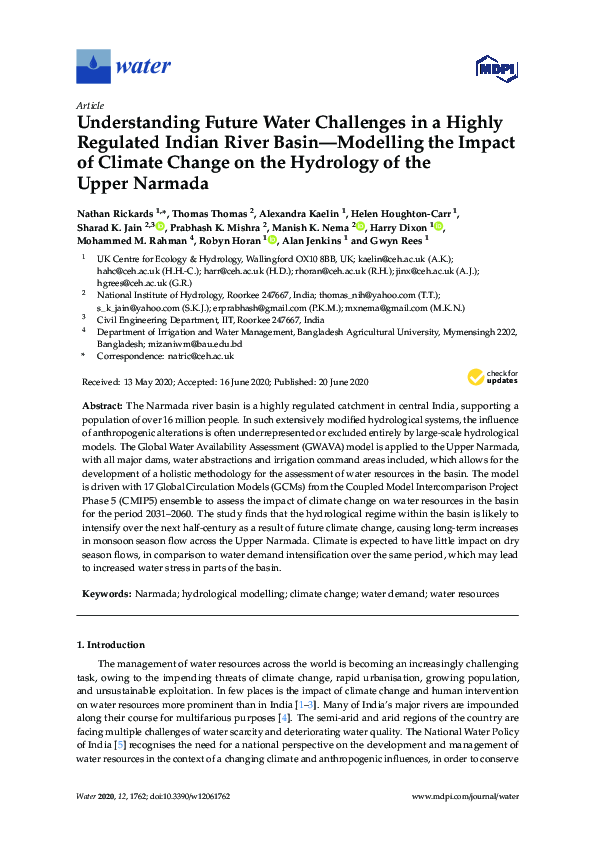 (PDF) Understanding Future Water Challenges in a Highly Regulated ...