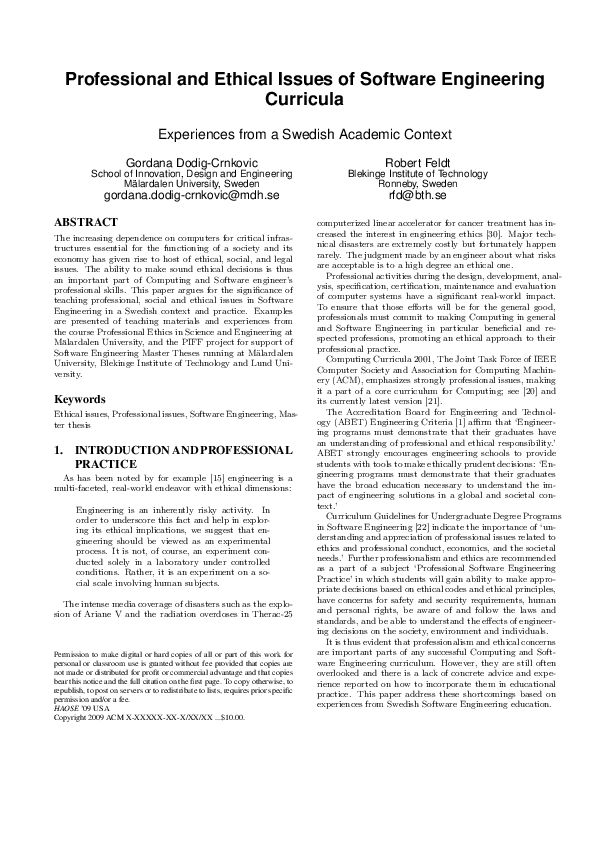 (PDF) Professional and Ethical Issues of Software Engineering Curricula ...