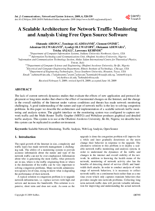 (PDF) A Scalable Architecture for Network Traffic Monitoring and ...