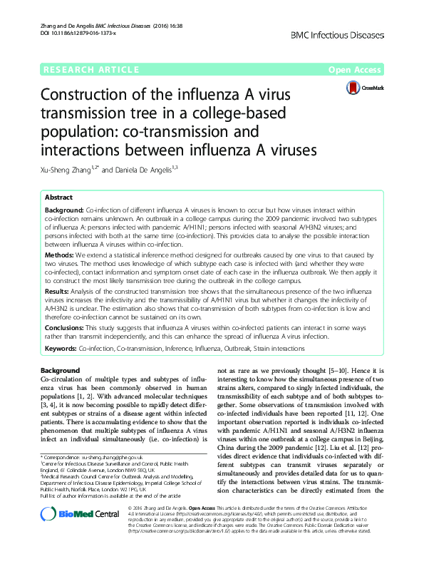(PDF) Construction of the influenza A virus transmission tree in a ...