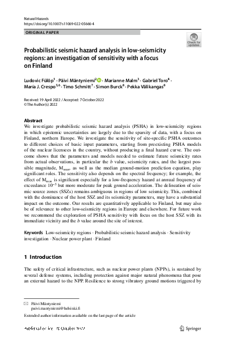 (PDF) Probabilistic seismic hazard analysis in low-seismicity regions ...