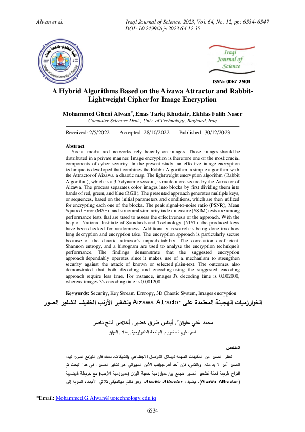 (PDF) A Hybrid Algorithms Based on the Aizawa Attractor and Rabbit ...