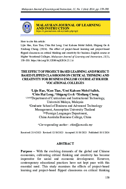 (PDF) The Effect of Project-Based Learning and Projectbased Flipped ...