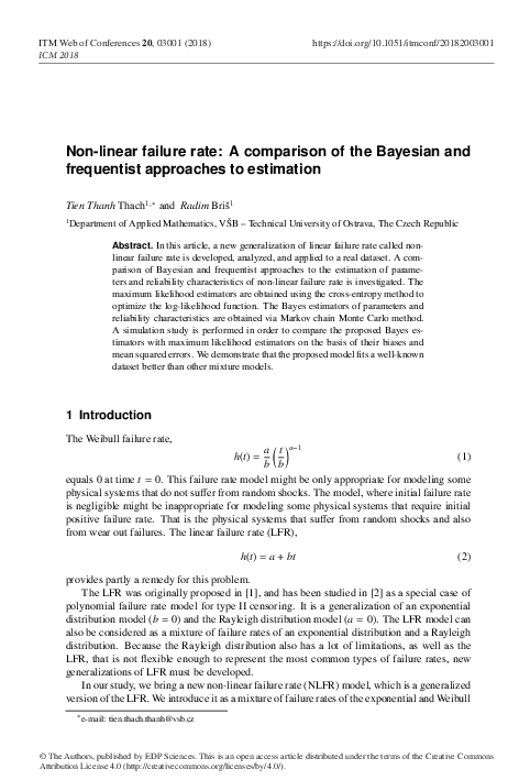 (PDF) Non-linear failure rate: A comparison of the Bayesian and ...